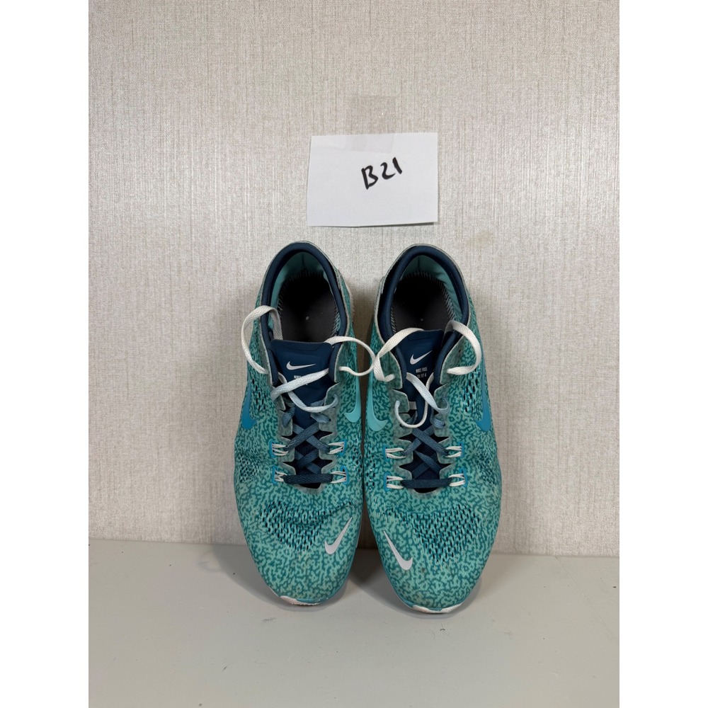 Nike Free TR Fit 4 Womens 10 Leopard Turquoise Blue 629832-303 no shoes insert